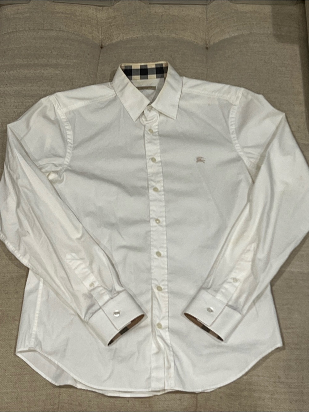 Burberry Classic White Long-Sleeve Men's Dress Shirt